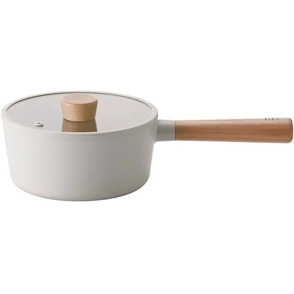 NEOFLAM FIKA Nonstick 1.7QT Sauce Pan with Glass Lid Wood Handle